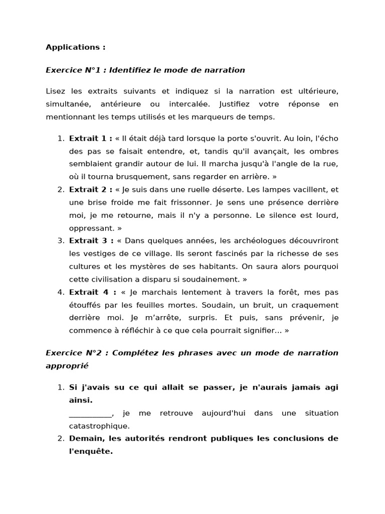 Modes de narration dans la littérature | PDF