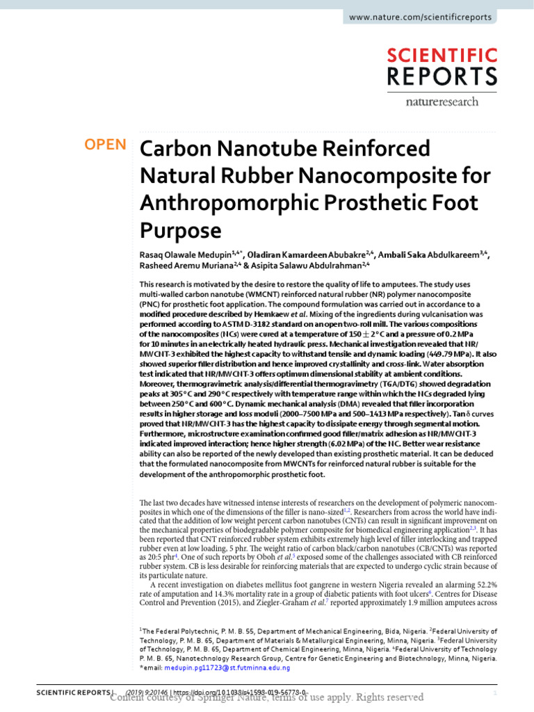 Carbon Nanotube Reinforced Natural Rubber Nanocomp | PDF ...