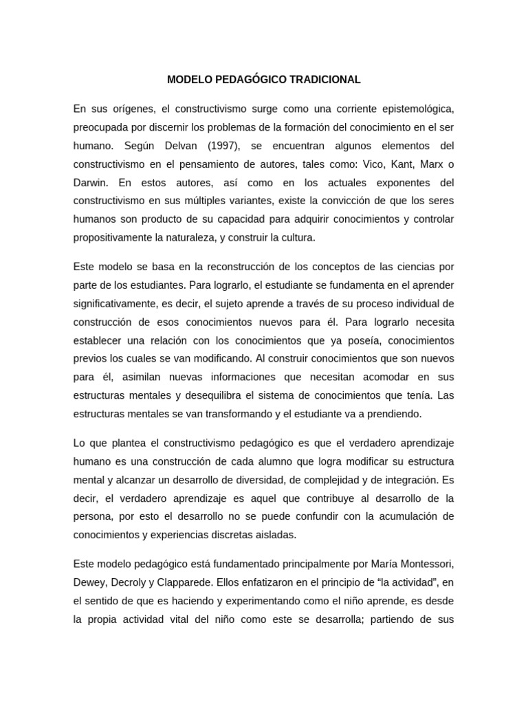 Modelo Pedagógico Constructivista | PDF | Constructivismo (filosofía de ...