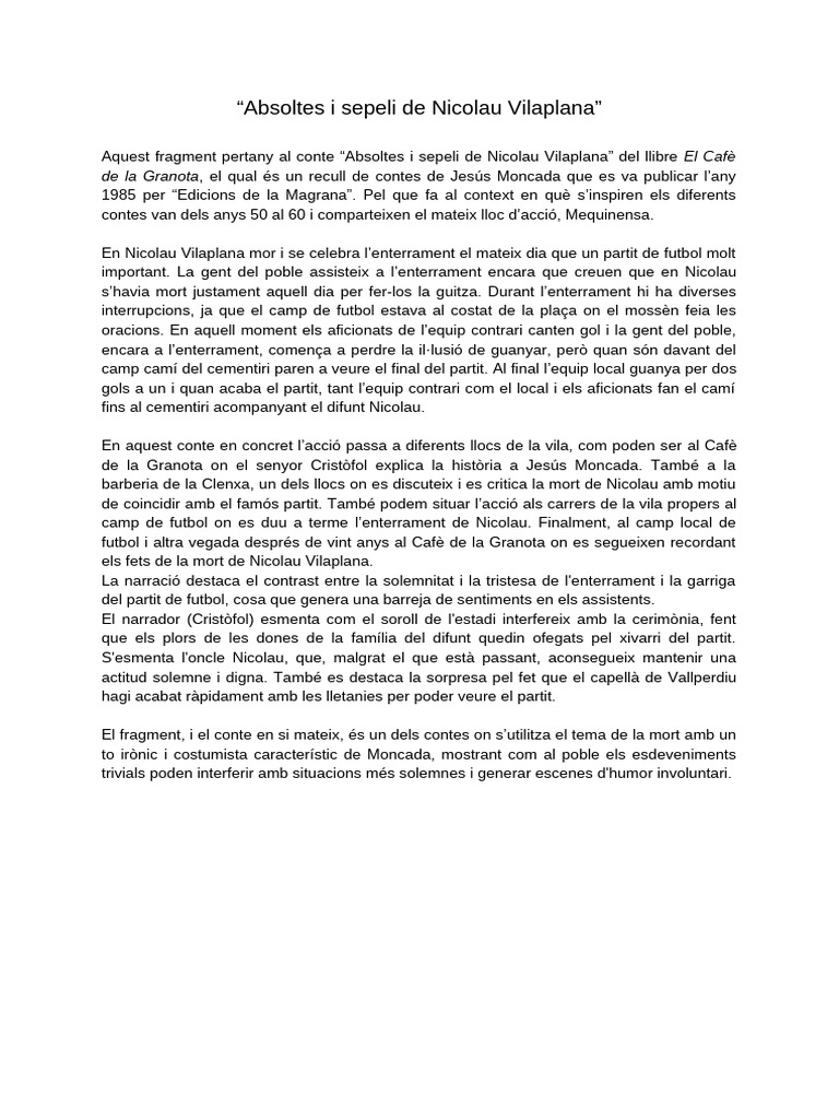 Absoltes I Sepeli de Nicolau Vilaplana | PDF