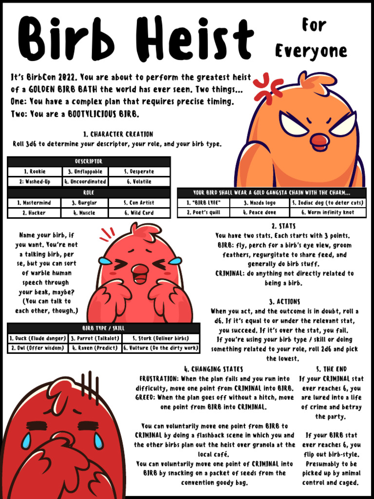 Birb Heist RPG: Create Your Character | PDF | Zoology | Ornithology