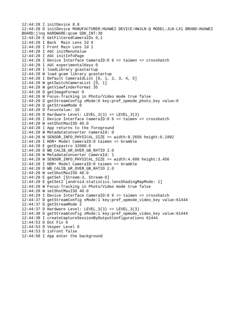 Huawei Camera Device Initialization Log | PDF