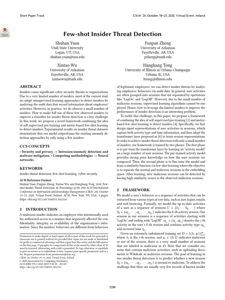 4few-Shot Insider Threat Detection | PDF | Machine Learning | Computing