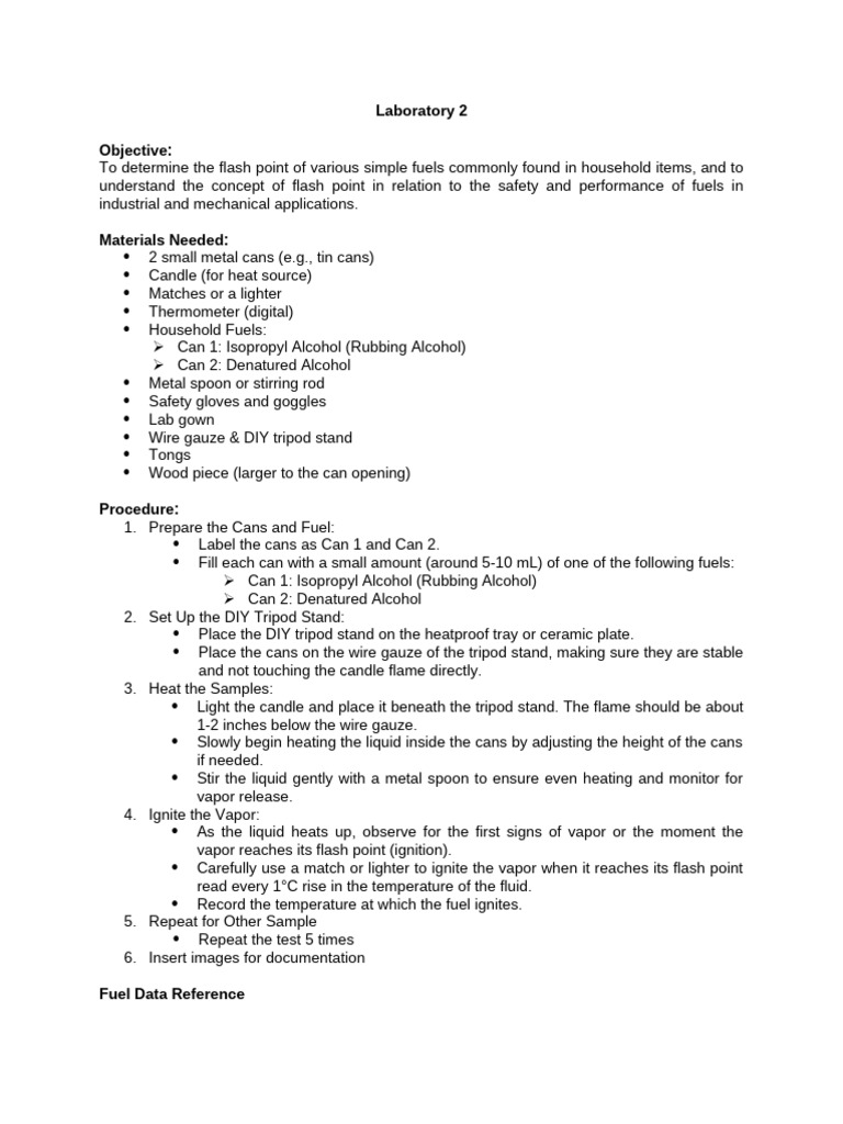 Flash Point Testing of Household Fuels | PDF | Ethanol
