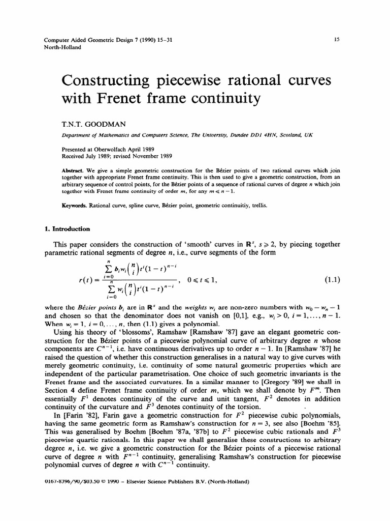Constructing Rational Curves with Frenet Continuity | PDF | Mathematics ...