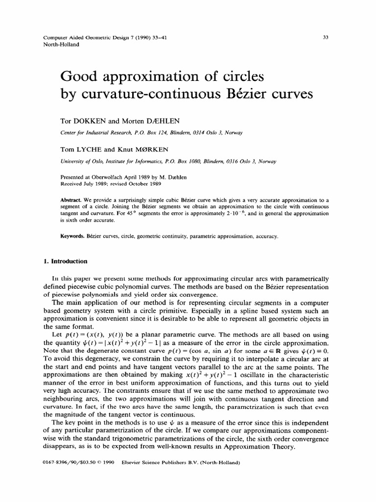 CAGD - 1990 - 007!01!033-041 Good Approximation of Circles by Curvature ...