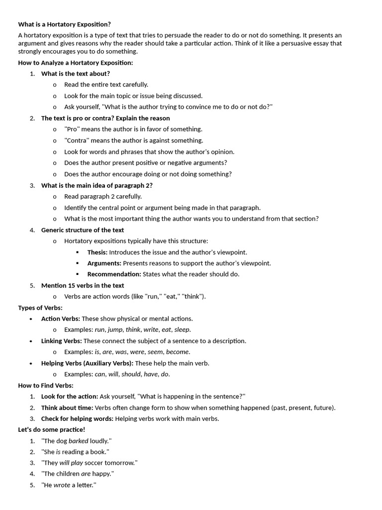 Understanding Hortatory Exposition | PDF | Verb | Cognitive Science