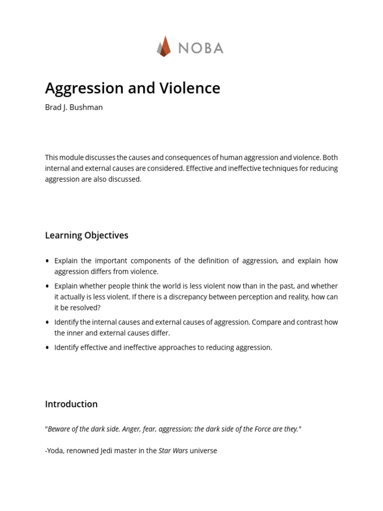 Understanding Aggression and Violence | PDF | Aggression | Anger