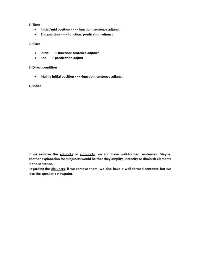 Understanding Sentence Adjuncts and Subjuncts | PDF