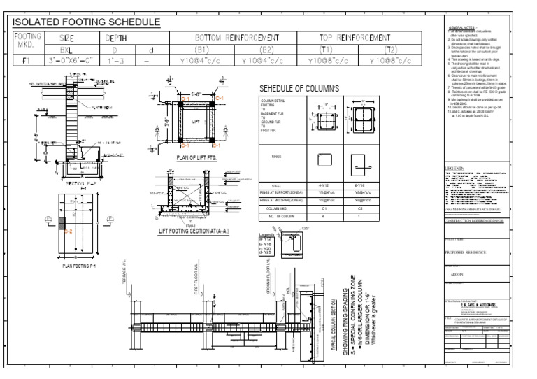 Foundation and Column Reinforcement Details | PDF | Masonry | Real Estate