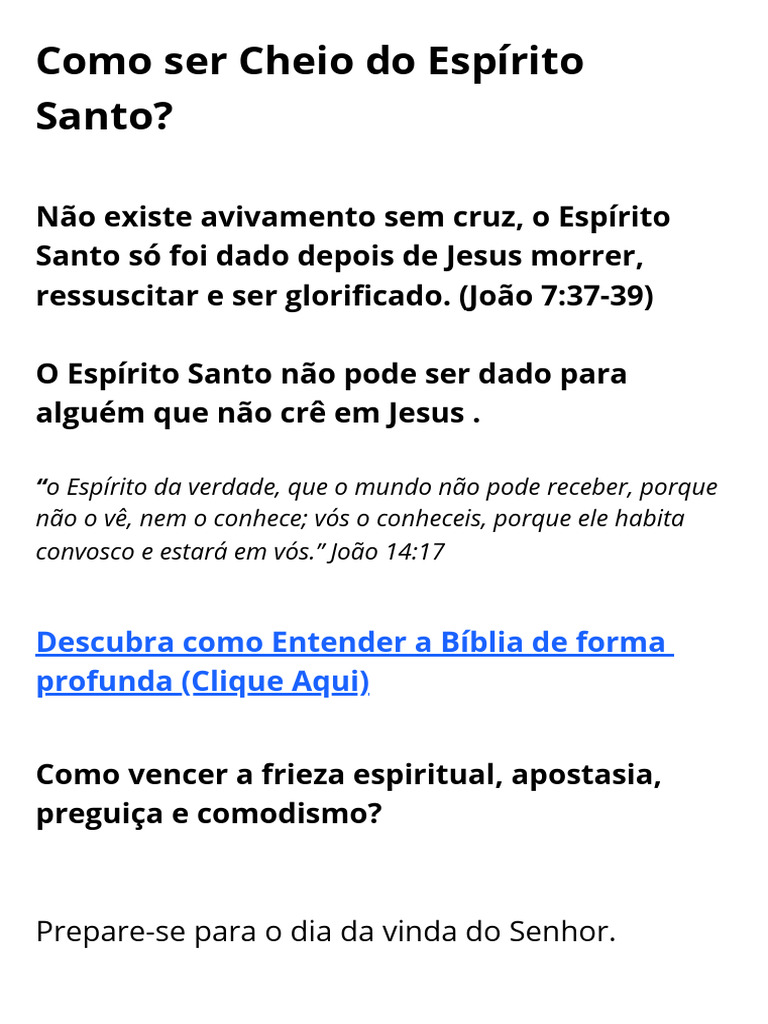 Como Ser Cheio do Espírito Santo | PDF | Espírito Santo (religião) | Oração