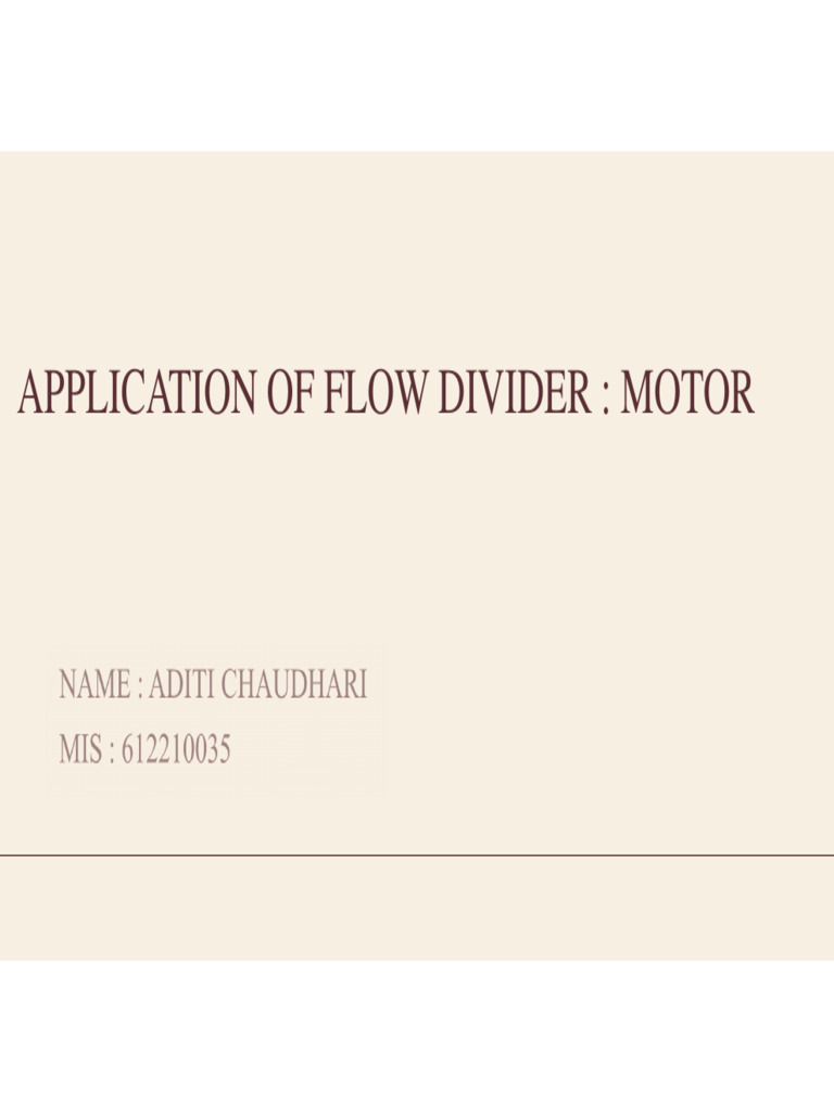 Flow Divider Motors in Hydraulic Systems | PDF