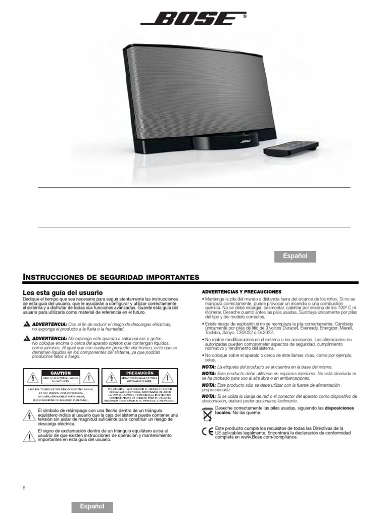 Manual Del Usuario Bose Sounddock II | PDF | Yo telefono | Yo pod