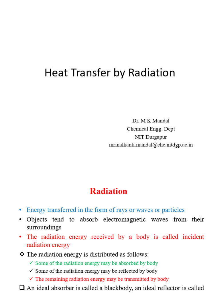 Radiation Heat Transfer Principles | PDF | Electromagnetic Radiation ...