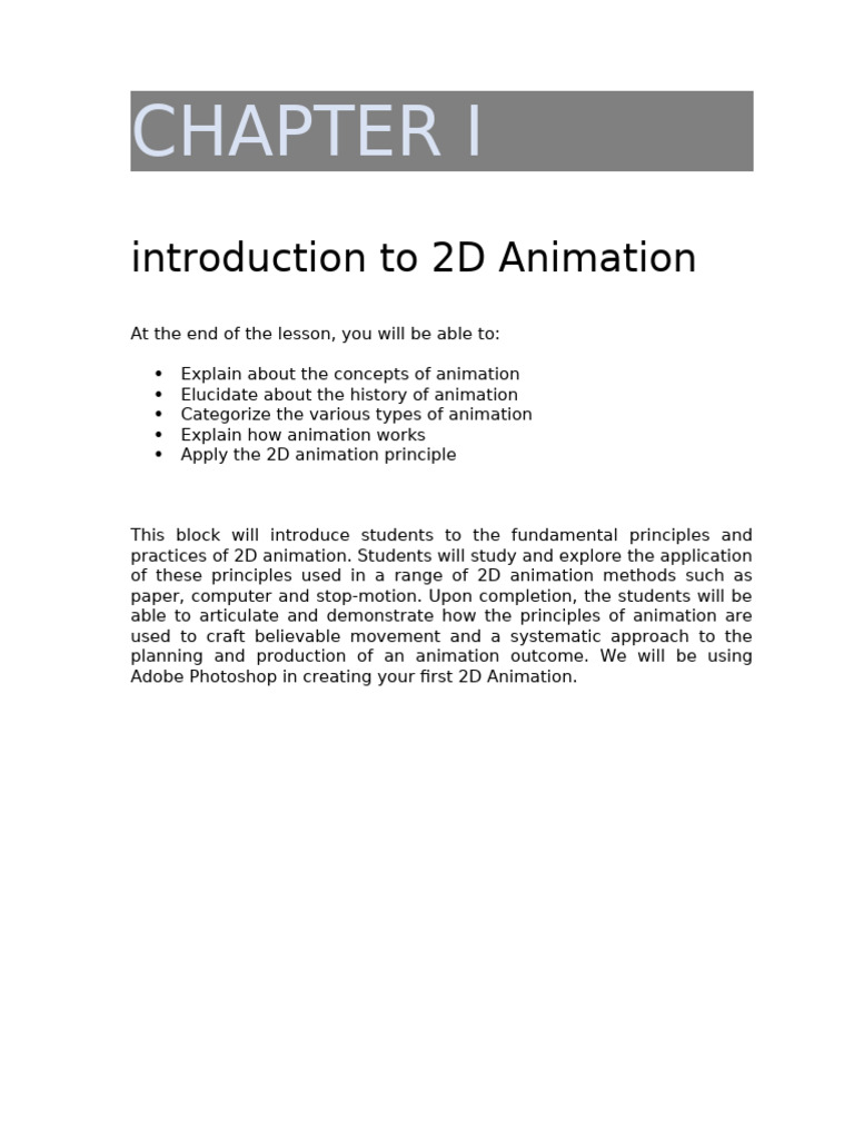 Introduction to 2D Animation Basics | PDF | Animation | Computer Animation