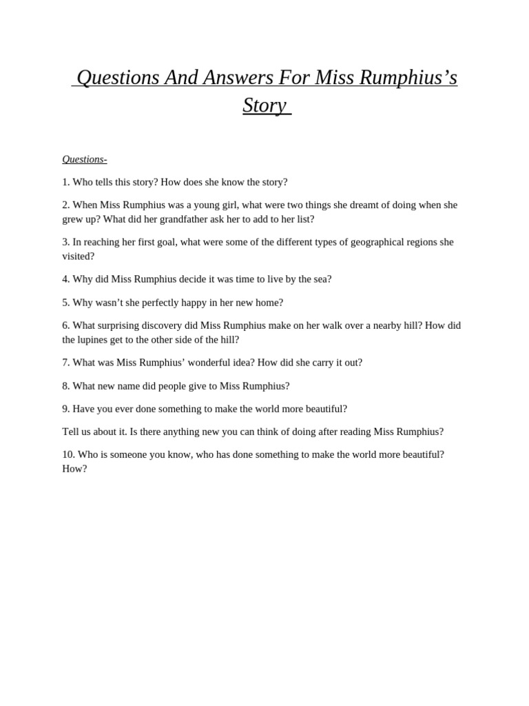 Miss Rumphius: A Journey to Beauty | PDF