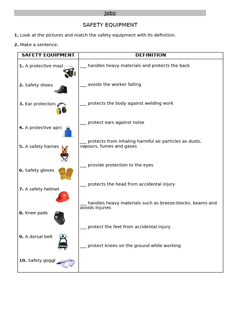Safety Equipment Definitions and Uses | PDF