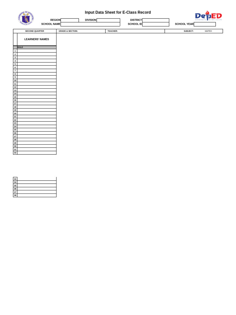 E-Class Record Input Data Sheet | PDF