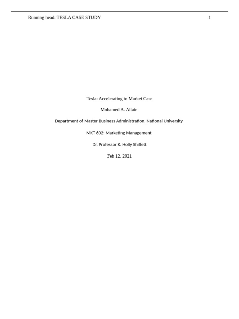 Tesla Accelerating To Market Case | PDF | Elon Musk | Artificial ...