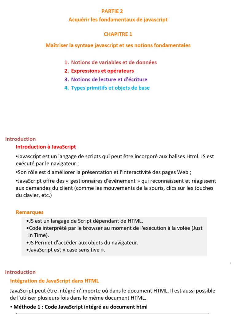 Introduction aux fondamentaux de JavaScript | PDF | JavaScript ...
