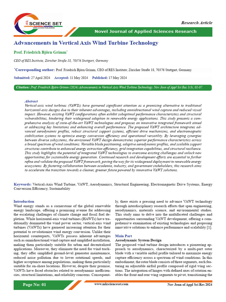 Advancements in VAWT Technology | PDF | Turbine | Wind Turbine