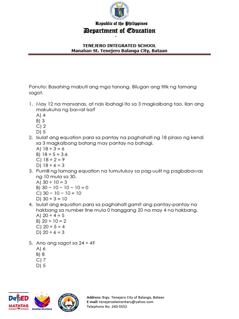 Math 2 q3 Periodical Test | PDF