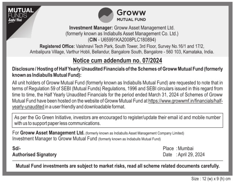 Groww Mutual Fund Financials Update | PDF