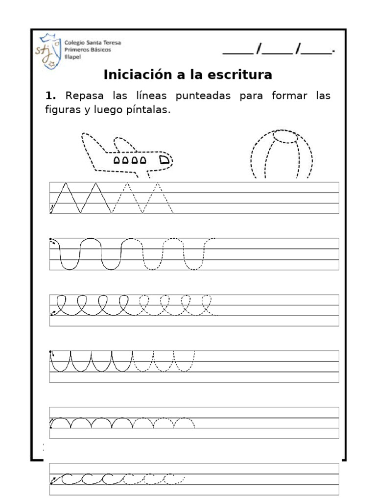 Iniciación a la escritura de letras A y E | PDF