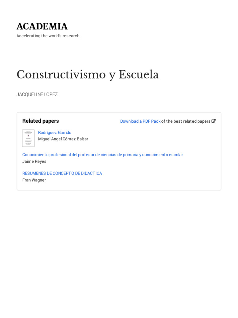 Constructivismo en la Educación Escolar | PDF | Plan de estudios ...