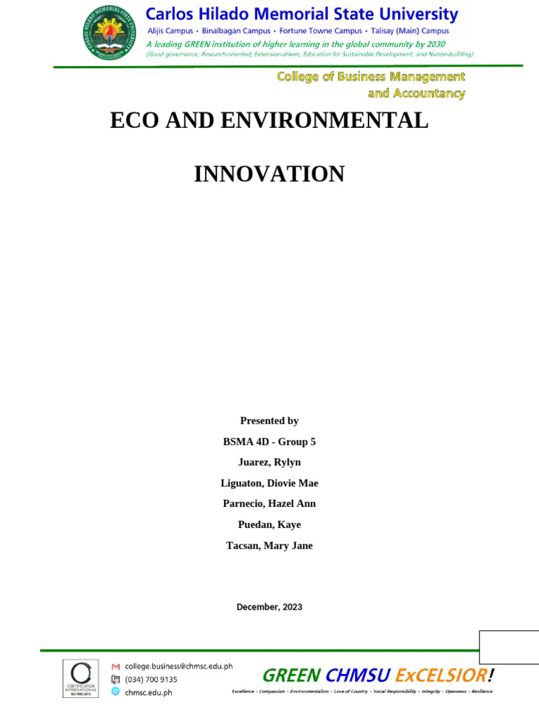Eco and Environmental Innovation Overview | PDF | Sustainability ...