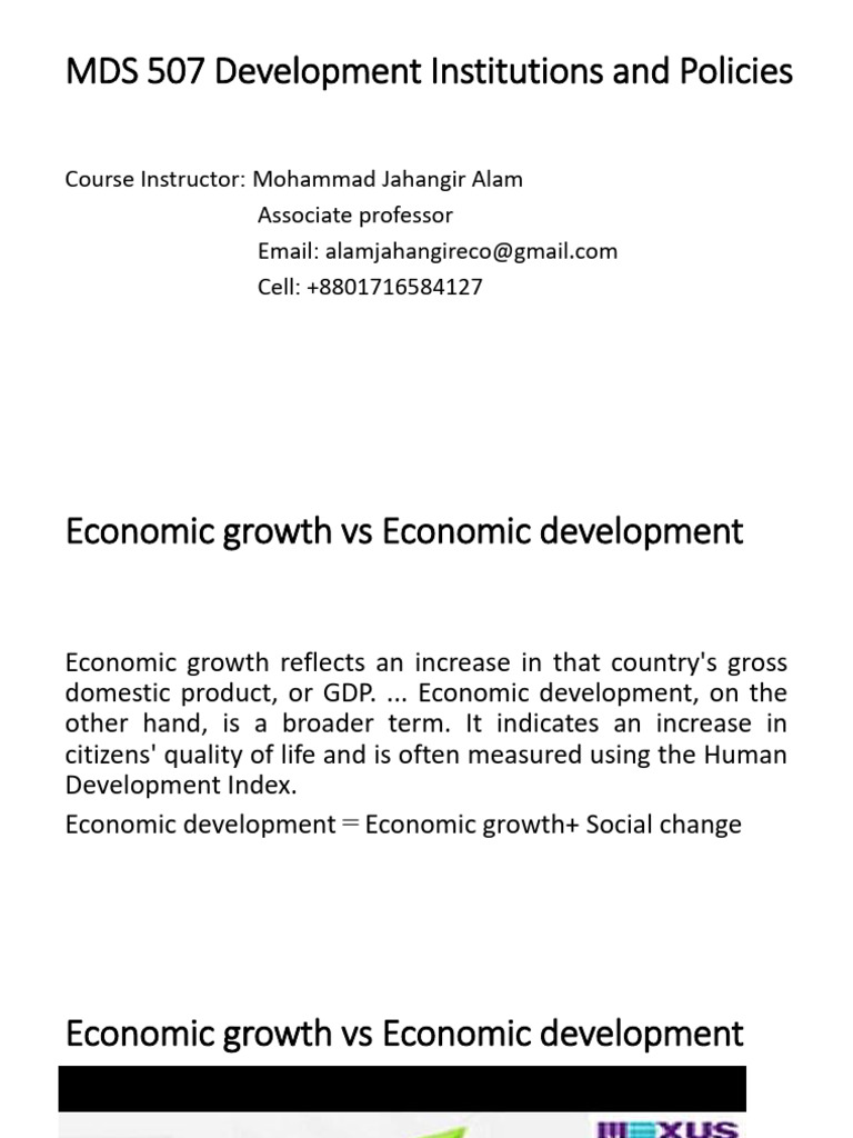 Economic Growth Vs Economic Development | PDF | Department For ...