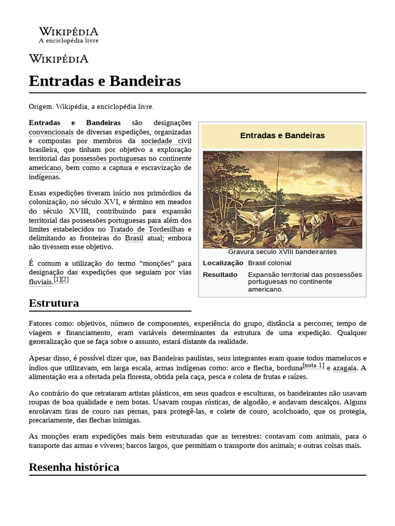 Diferenças entre Entradas e Bandeiras | PDF | Escravidão | São Paulo