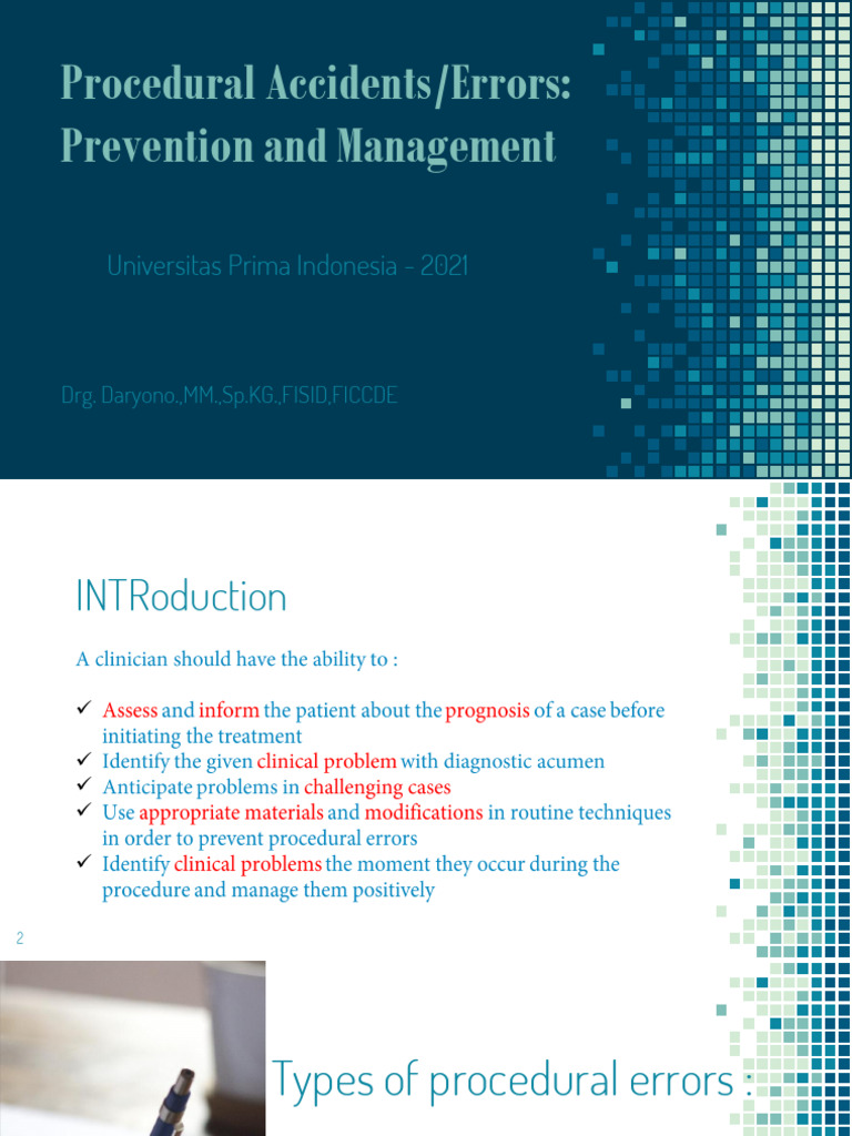 Managing Procedural Errors in Dentistry | PDF | Dentistry Branches ...