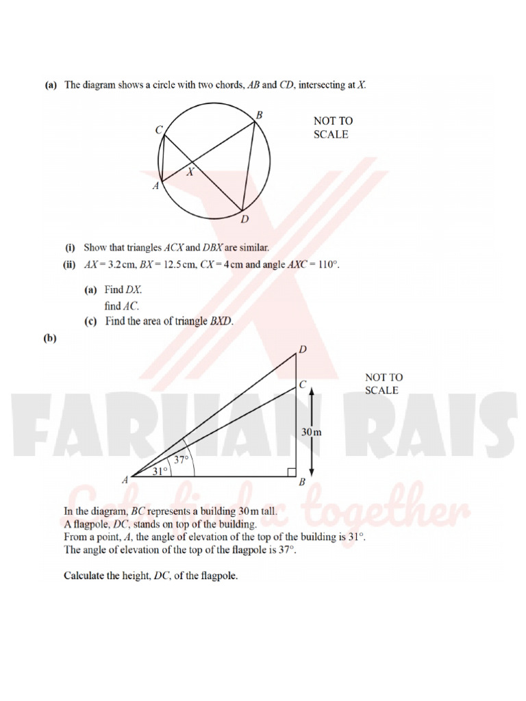 Mix Questions (Trigonometry, Similarity) For Tuitions | PDF