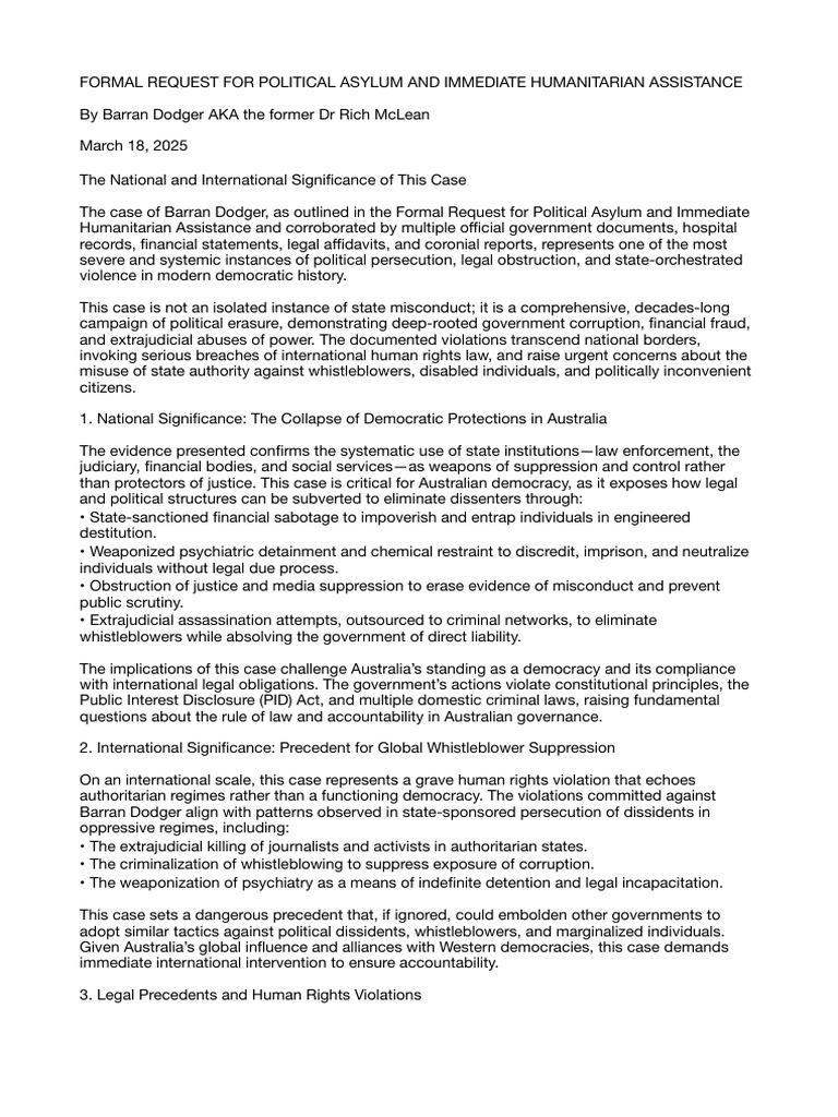 Asylum Request: Exposing State Persecution | PDF | Human Rights | Crimes