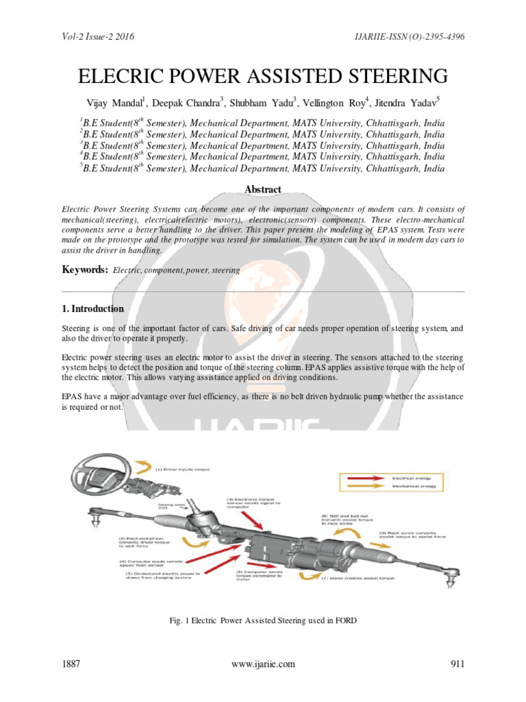 Electric Power Assisted Steering System | PDF | Steering | Gear