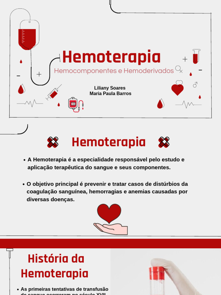 Hemoterapia: Tratamentos e Hemocomponentes | PDF | Sangue | Plasma ...