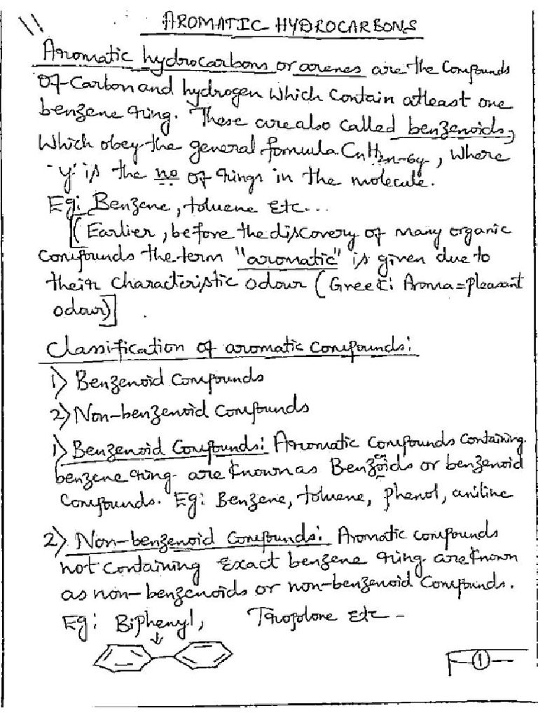 Aromatic Hydrocarbons Notes (1st PUC Hydrocarbons) | PDF