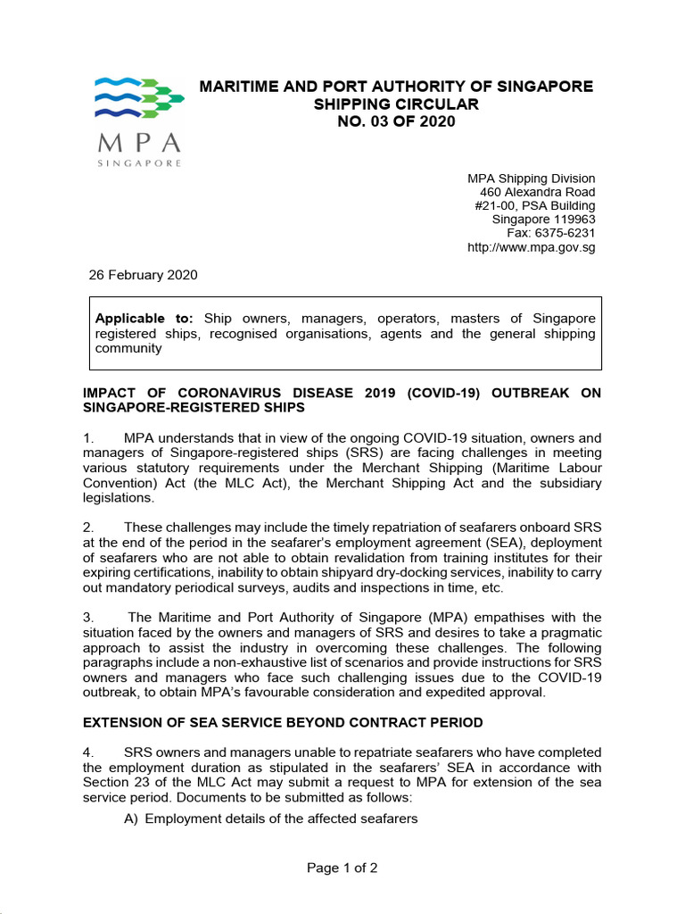 2020-003 - Impact of Coronavirus Disease 2019 (COVID-19) Outbreak On ...