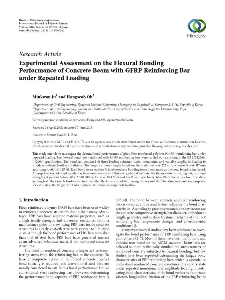 Experimental Assessment On The Flexural Bonding Pe | PDF | Strength Of ...