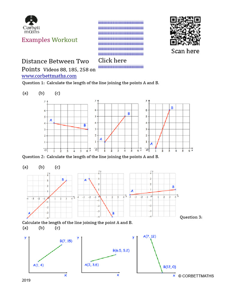 Distance Between Points Exercises | PDF | Elementary Geometry ...