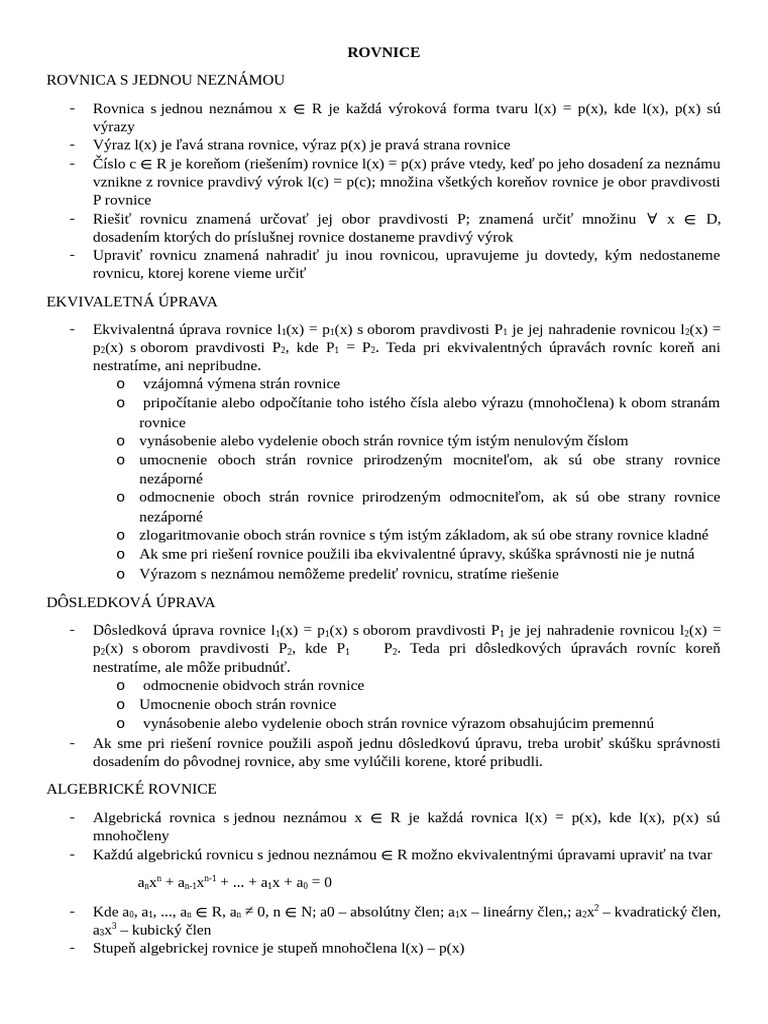 4. ROVNICE | PDF
