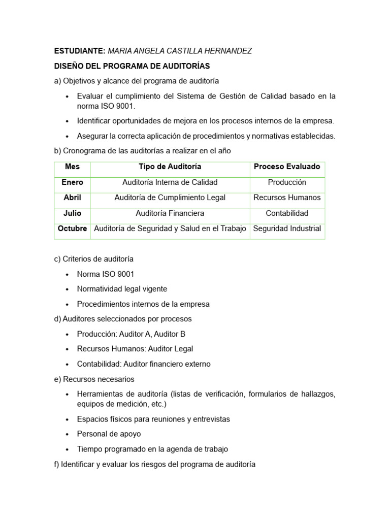 Programa Plan de Auditoria | PDF | Auditoría | Contralor