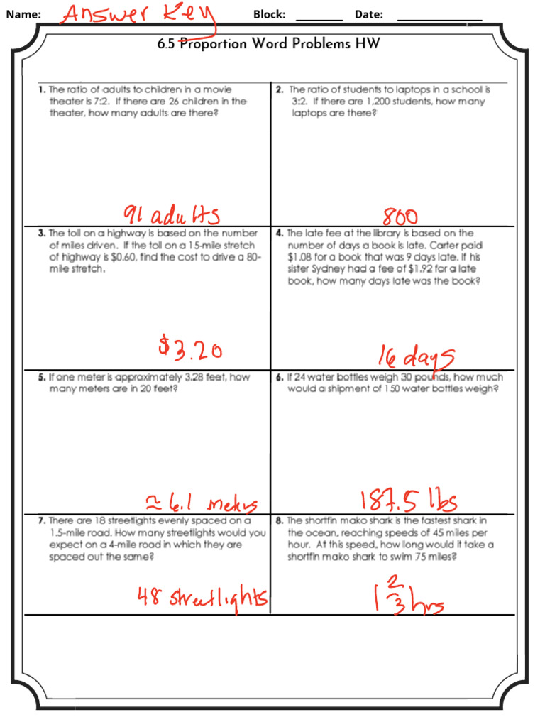 6.5 - HW Answer Key | PDF