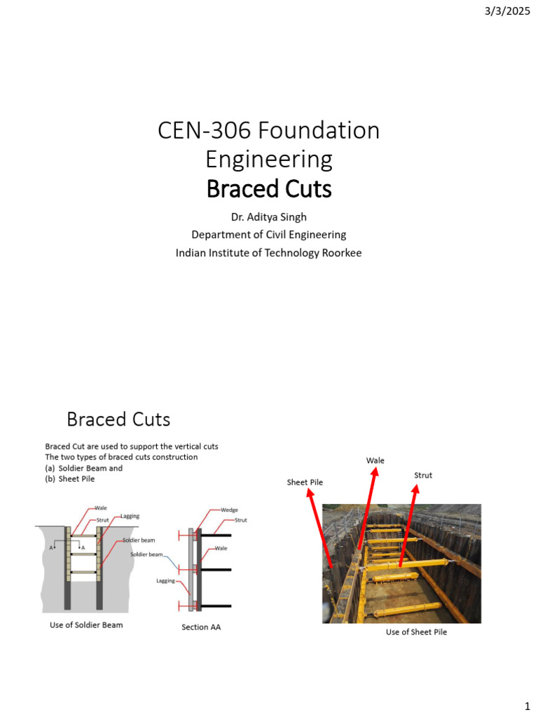 Braced Excavation | PDF | Deep Foundation | Civil Engineering