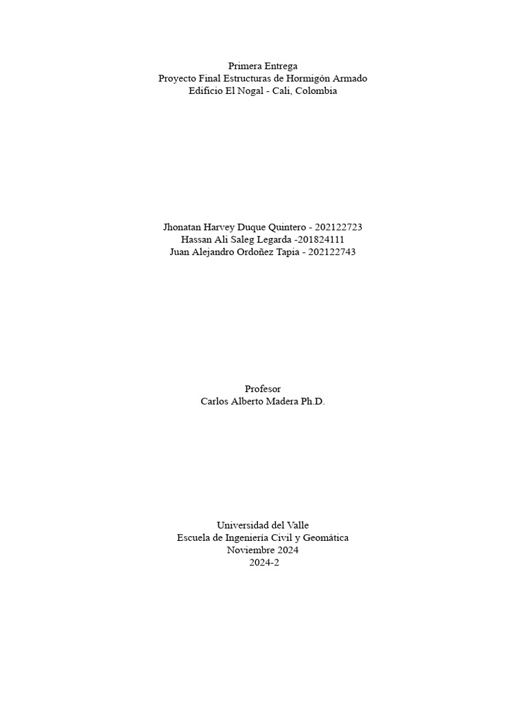 Primera Entrega Proyecto Final Hormigon II | PDF | Hormigón | Viga ...
