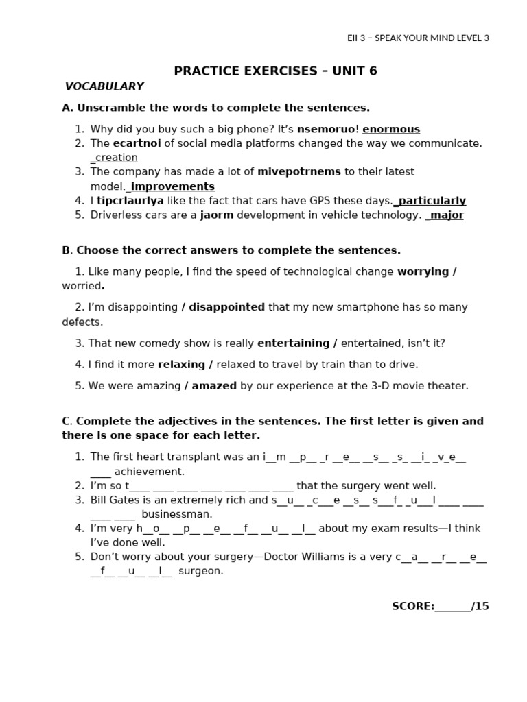 Unit 6 Practice Exercises | PDF | Linguistics