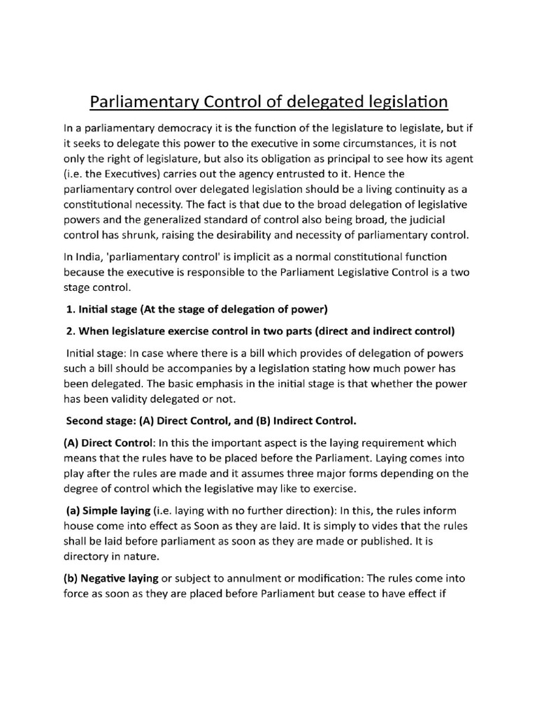 Parliamentary Control of Delegated Legislation | PDF | Committee ...
