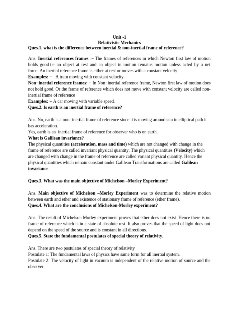 Inertial vs Non-Inertial Frames Explained | PDF | Special Relativity ...