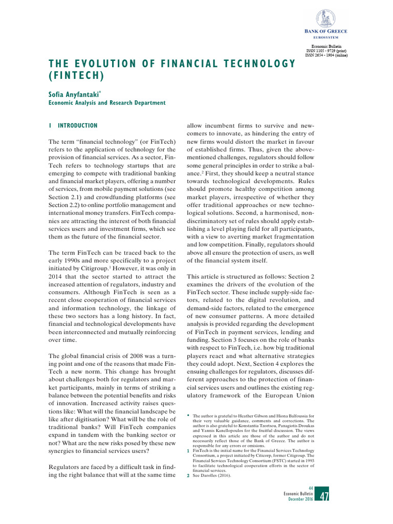 Evolution of Financial Technology Insights | PDF | Loans | Banks